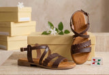 Sandalo Flat con Listini Foglia