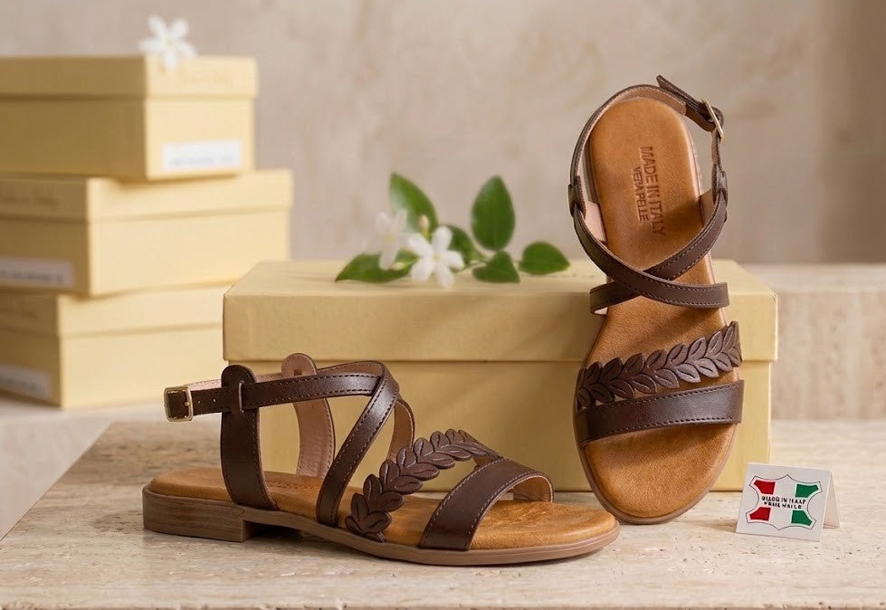 Sandalo Flat con Listini Foglia