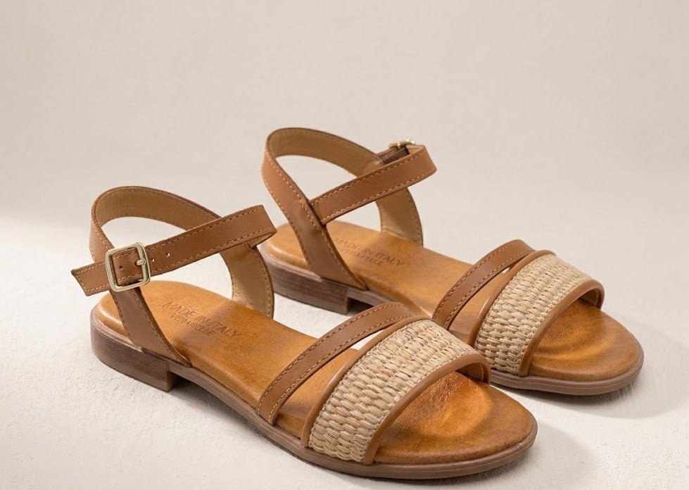 Sandalo Artigianale in Pelle e Raffia