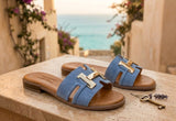 Sandalo Slider con Dettaglio Gold