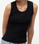 Canotta slim fit a coste con logo