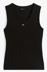 Canotta slim fit a coste con logo