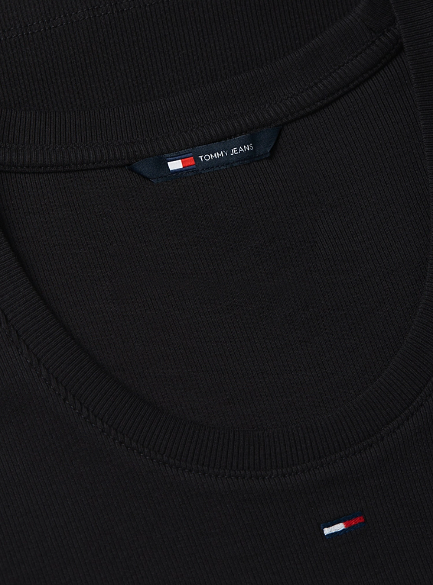 Canotta slim fit a coste con logo