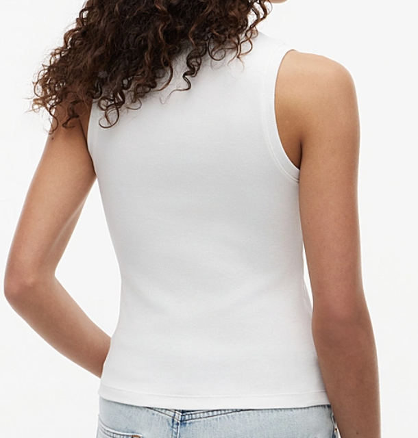 Canotta slim fit a coste con logo