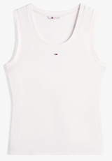 Canotta slim fit a coste con logo
