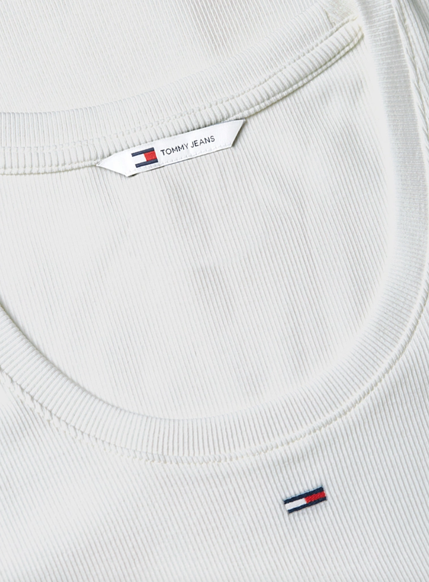 Canotta slim fit a coste con logo