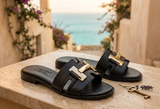 Sandalo Slider con Dettaglio Gold