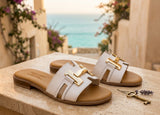 Sandalo Slider con Dettaglio Gold