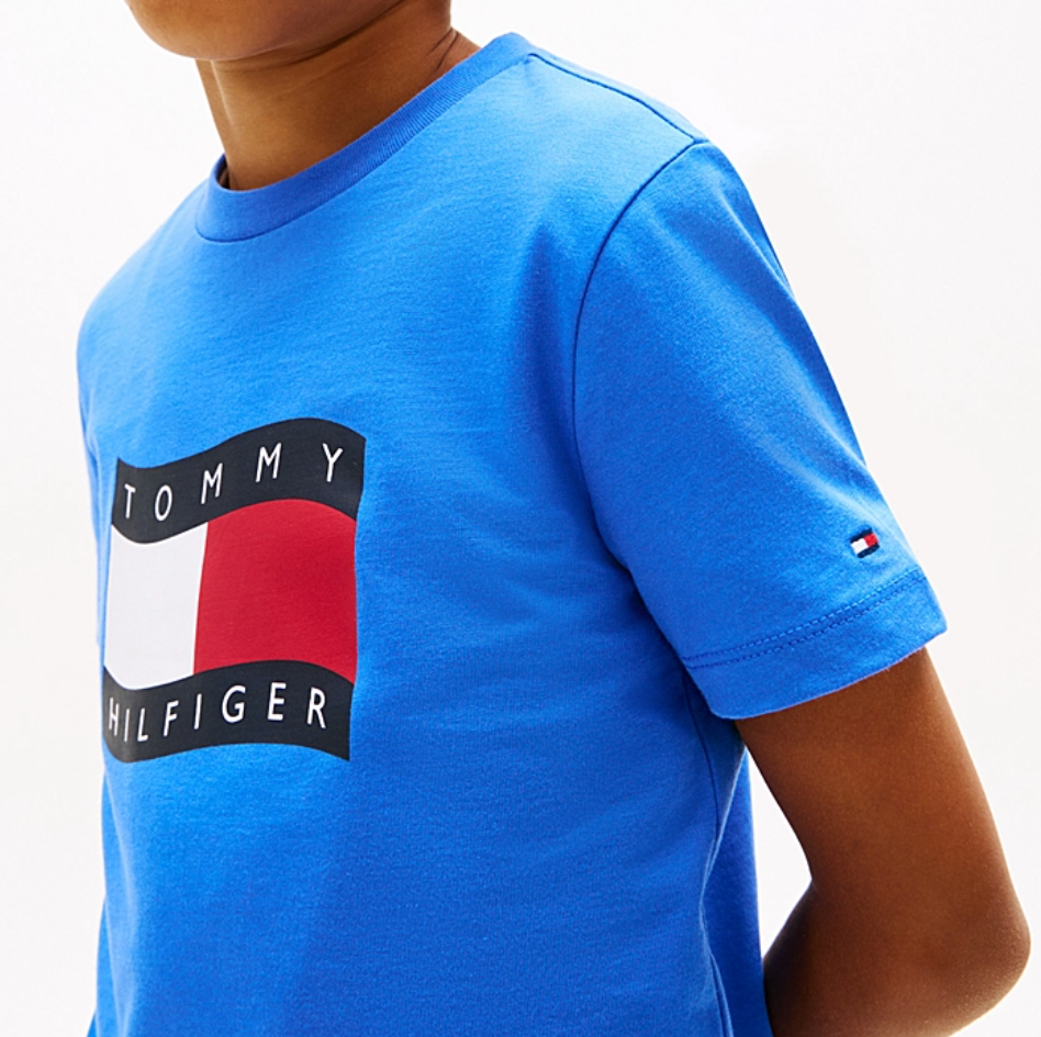 T-shirt in jersey con bandiera ondulata