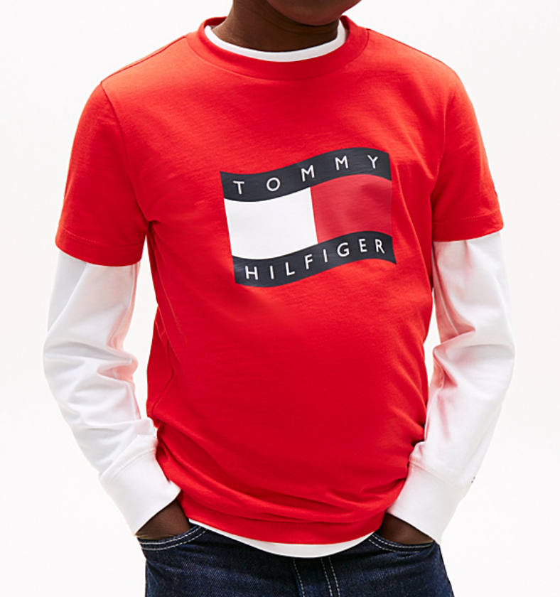 T-shirt in jersey con bandiera ondulata