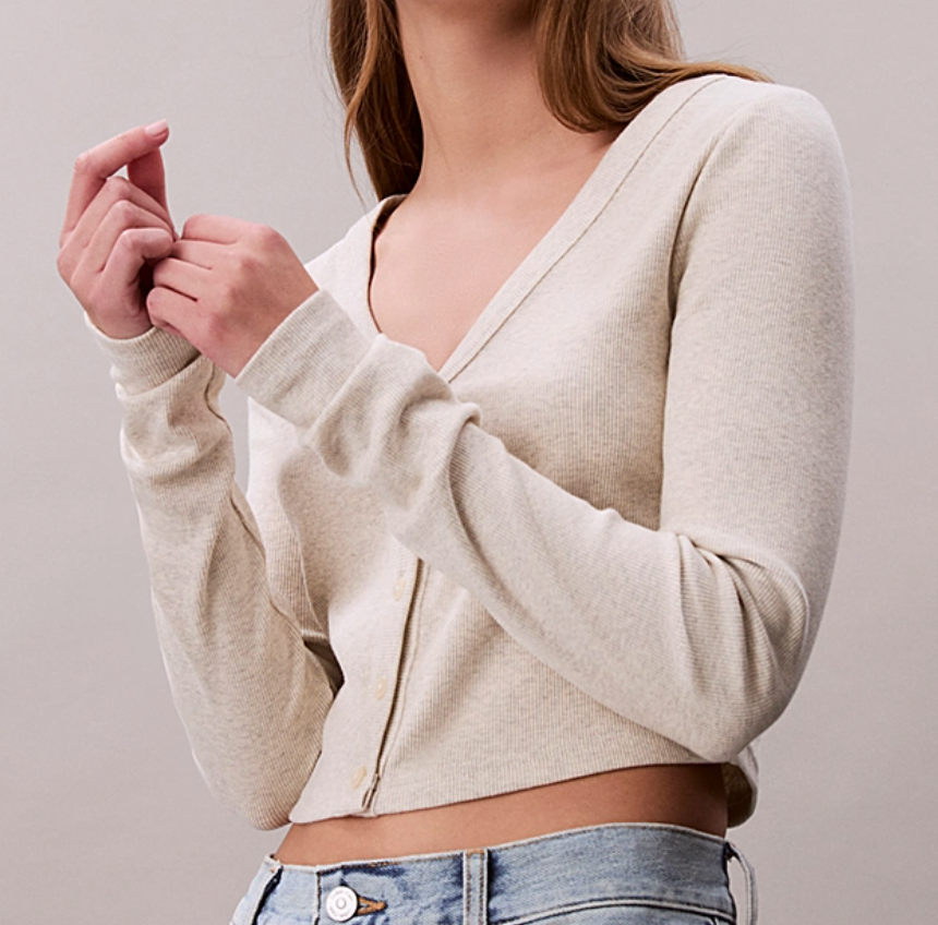 Cardigan in cotone a costine corto