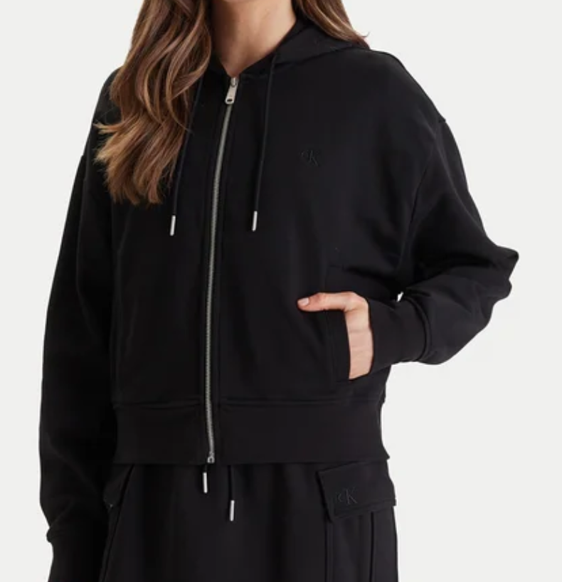 Felpa con cappuccio con zip integrale con monogramma corta