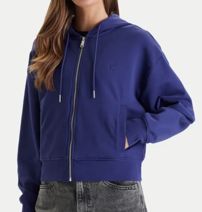 Felpa con cappuccio con zip integrale con monogramma corta