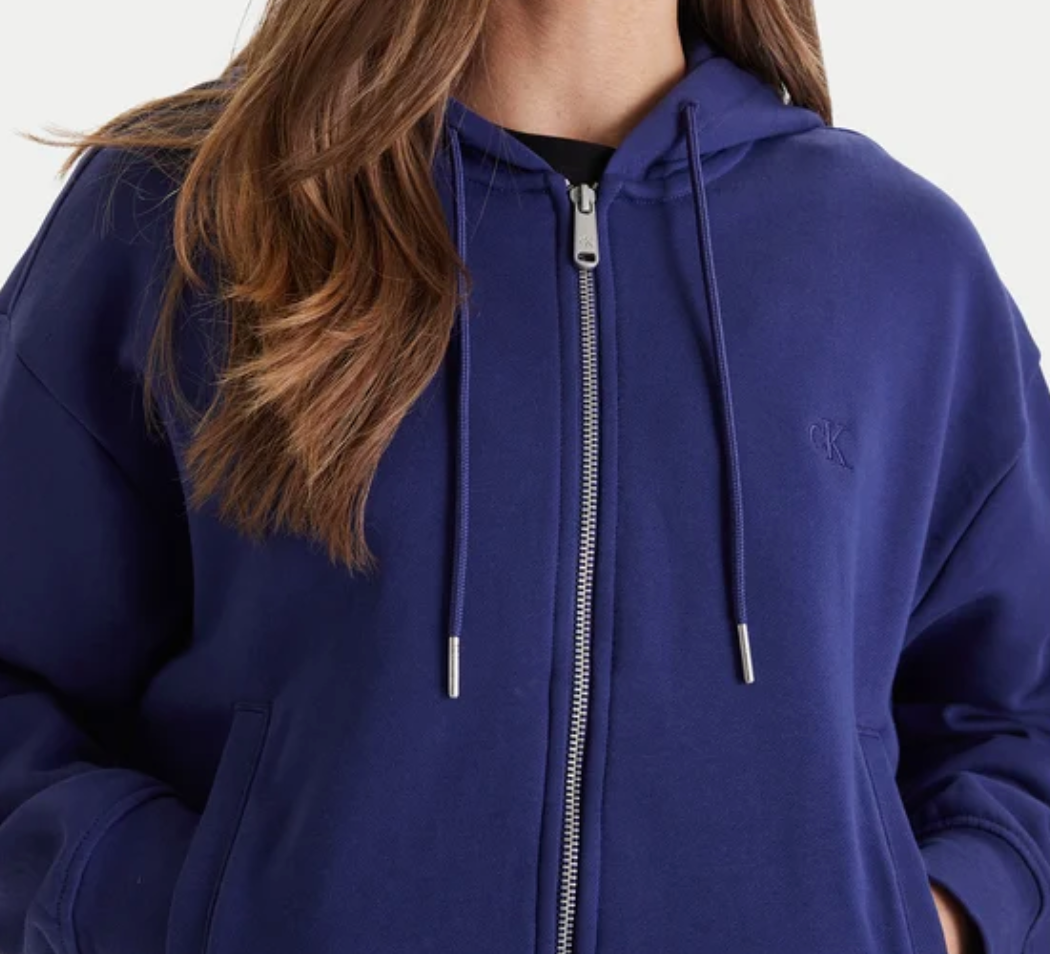 Felpa con cappuccio con zip integrale con monogramma corta