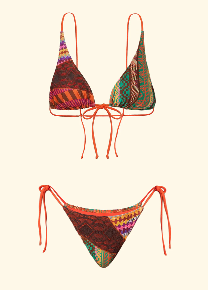 Bikini Donna F**K Triangolo Alto con Slip Regolabile Fantasia