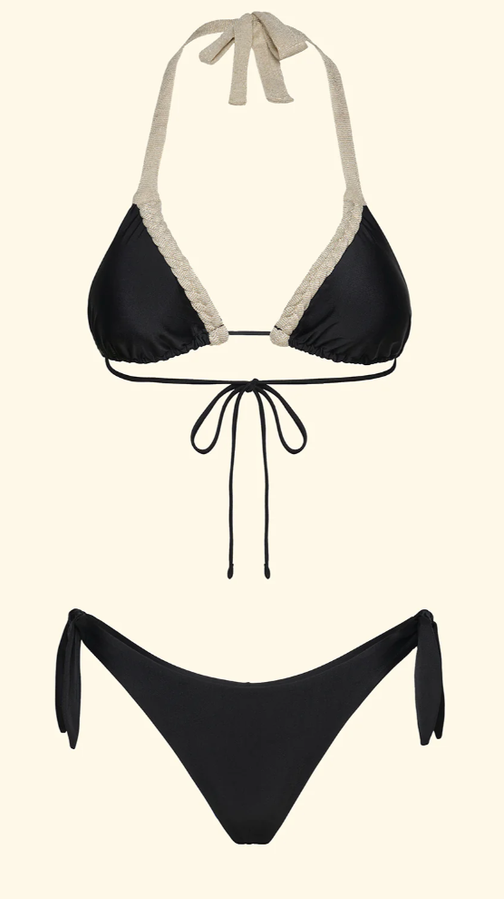 Bikini Donna F**K Triangolo con Slip Regolabile Nero