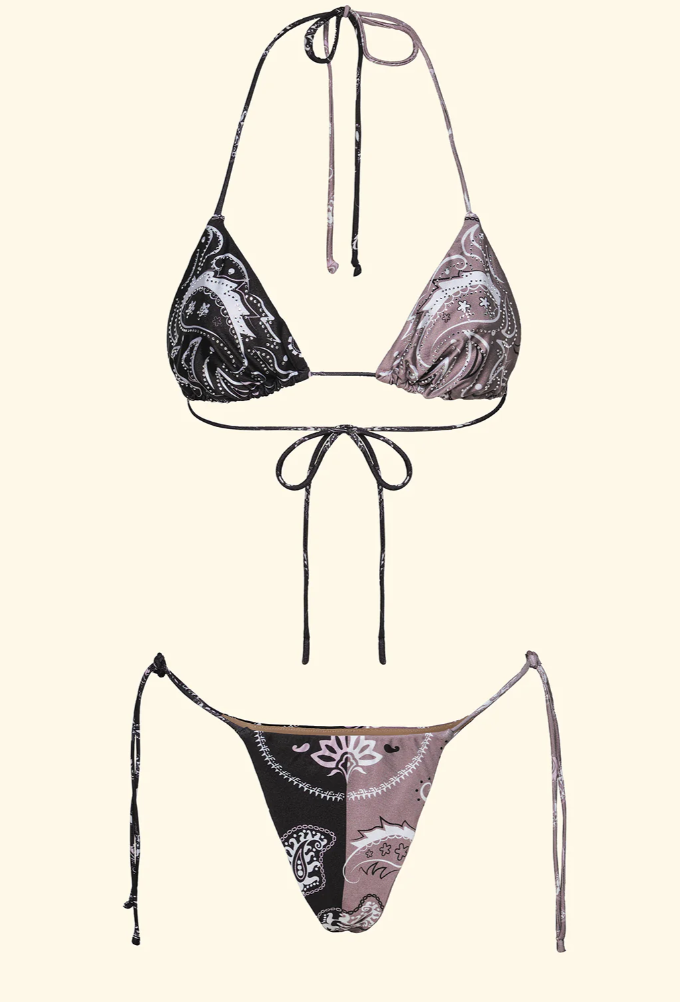 Bikini Donna Triangolo con Slip Regolabile Fantasia
