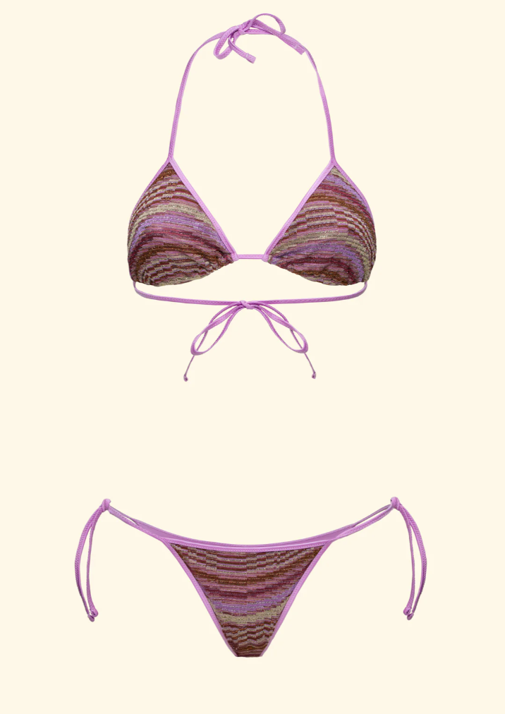 Bikini Donna F**K Triangolo con Slip Regolabile Multicolor