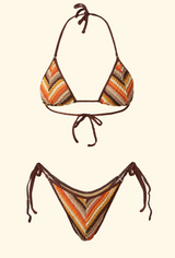 Bikini Donna F**K Triangolo Alto con Slip Regolabile Marrone
