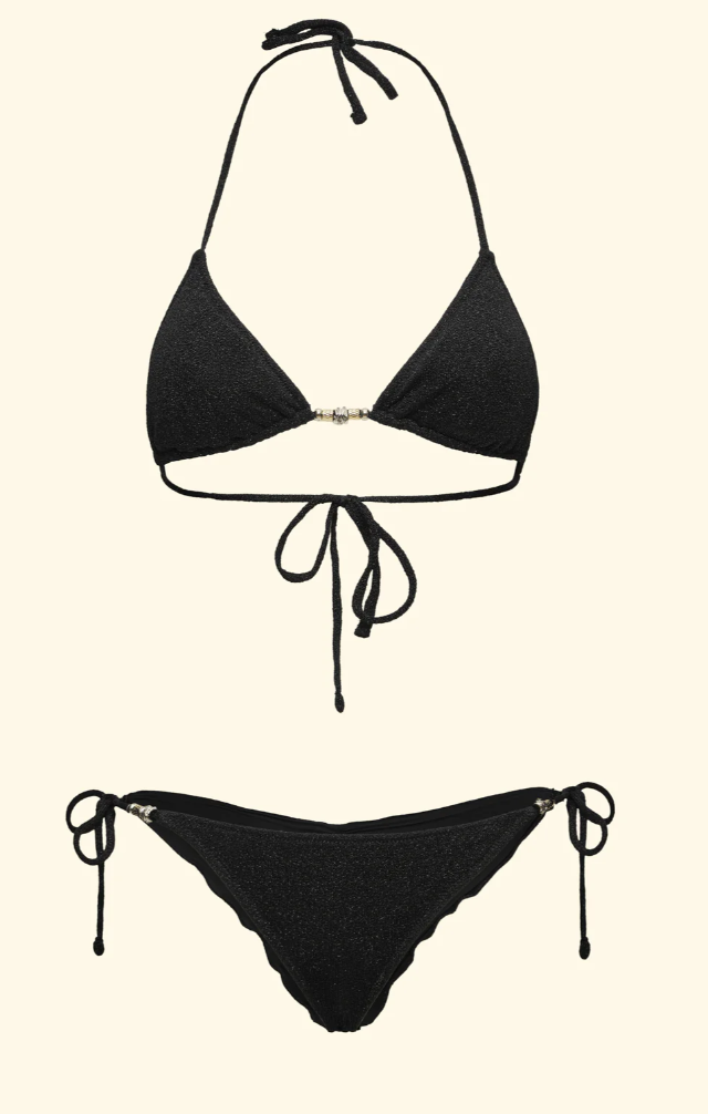Bikini Donna F**K Triangolo con Slip Regolabile Nero