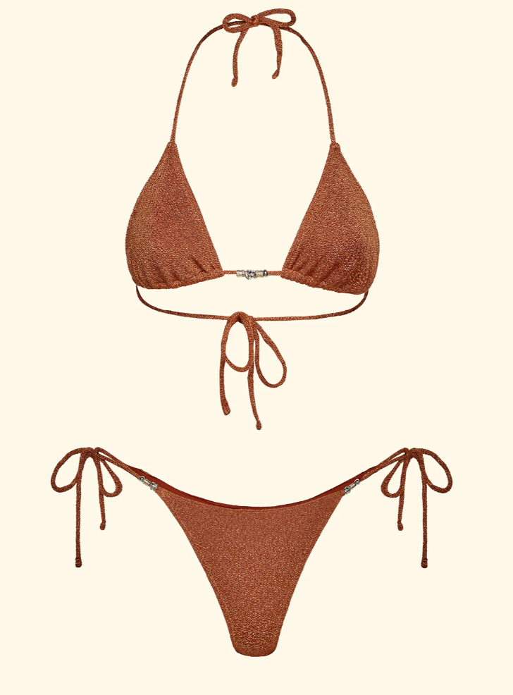 Bikini Donna F**K Triangolo con Slip Regolabile Arancione
