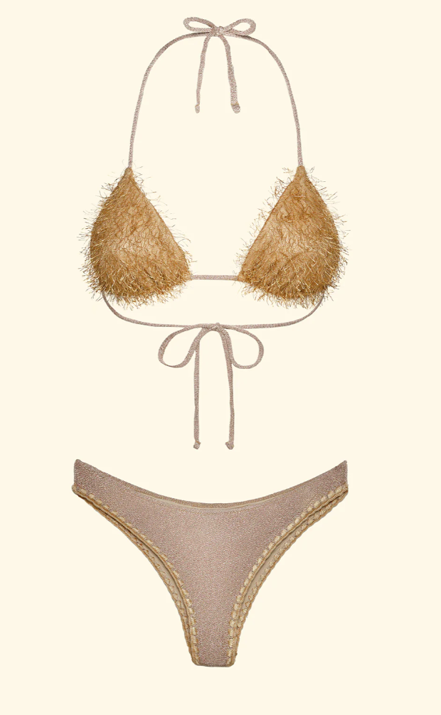 Bikini Donna F**K Triangolo con Slip Culotte Fissa Gold