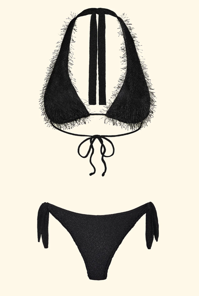 Bikini Donna F**K Triangolo Alto e Slip Regolabile Nero