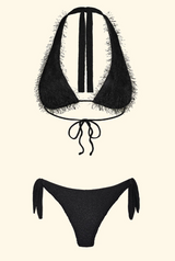 Bikini Donna F**K Triangolo Alto e Slip Regolabile Nero