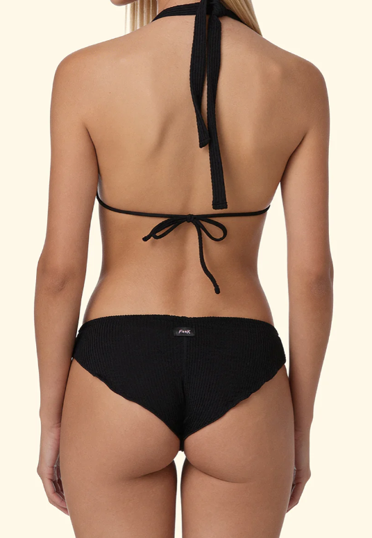 Bikini Donna F**K Triangolo Alto con Slip Culotte Fissa Nero