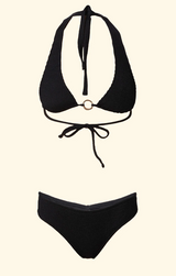Bikini Donna F**K Triangolo Alto con Slip Culotte Fissa Nero
