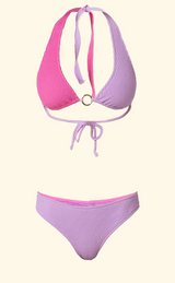 Bikini Donna F**K Triangolo Alto con Slip Culotte Fissa Lilla