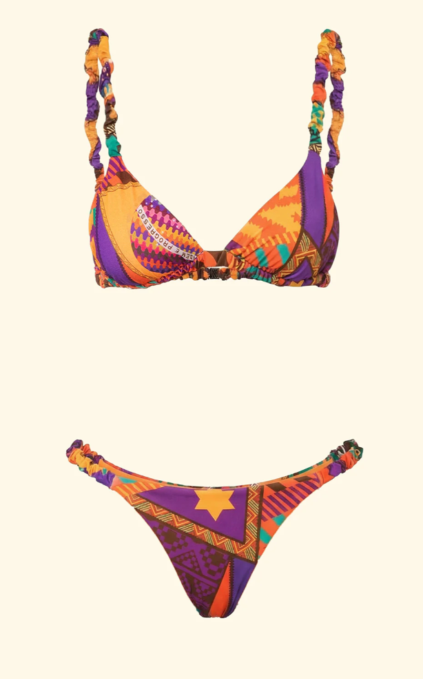 Bikini Donna F**K Triangolo con Slip Fisso Fantasia