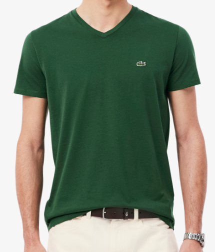 T-SHIRT CON SCOLLO A V IN JERSEY DI COTONE PIMA LEGGERO