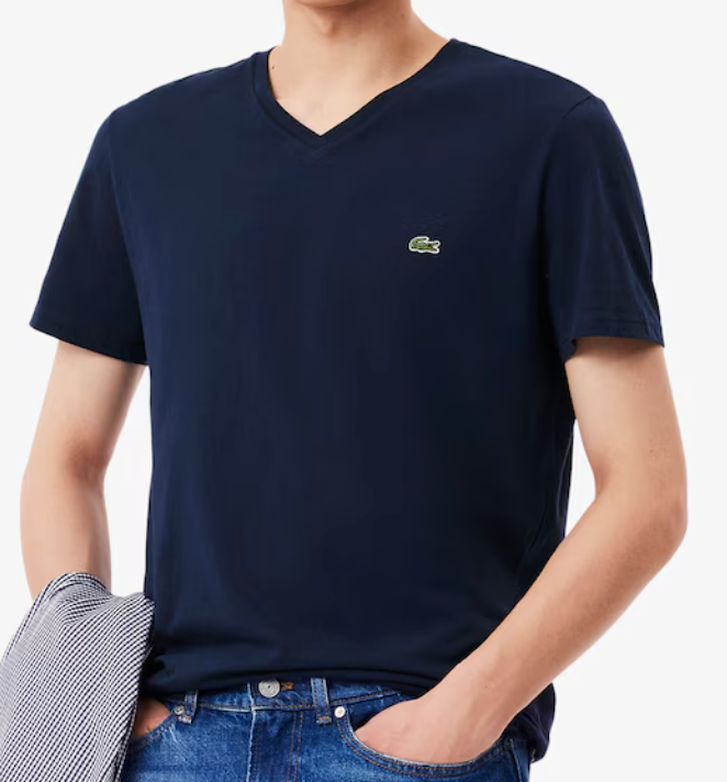 T-SHIRT CON SCOLLO A V IN JERSEY DI COTONE PIMA LEGGERO