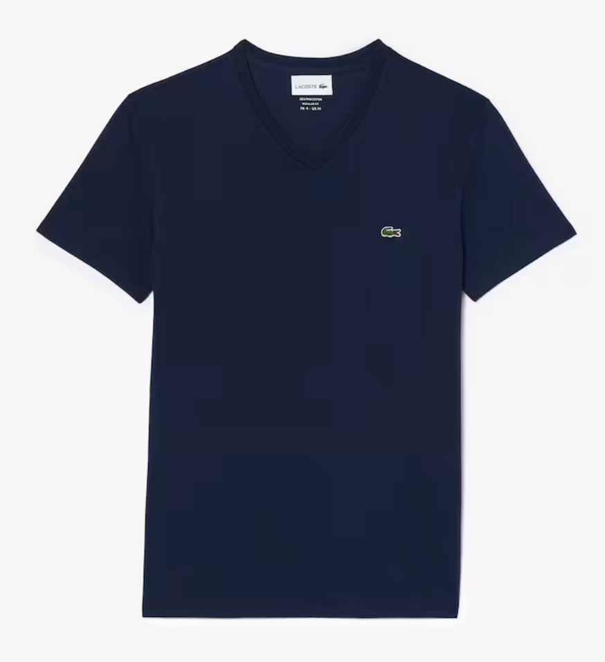 T-SHIRT CON SCOLLO A V IN JERSEY DI COTONE PIMA LEGGERO