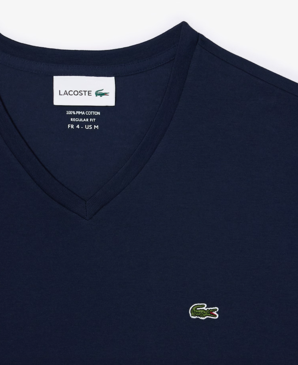T-SHIRT CON SCOLLO A V IN JERSEY DI COTONE PIMA LEGGERO