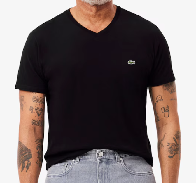T-SHIRT CON SCOLLO A V IN JERSEY DI COTONE PIMA LEGGERO