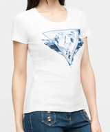 T-shirt Guess Slim in Cotone con Logo Flowers e Borchie