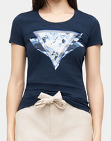 T-shirt Guess Slim in Cotone con Logo Flowers e Borchie