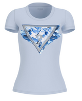 T-shirt Guess Slim in Cotone con Logo Flowers e Borchie