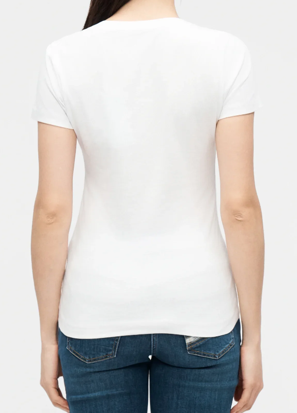 T-shirt Guess Slim in Cotone con Logo Flowers e Borchie