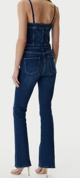 Guess salopette in denim bottoni con logo