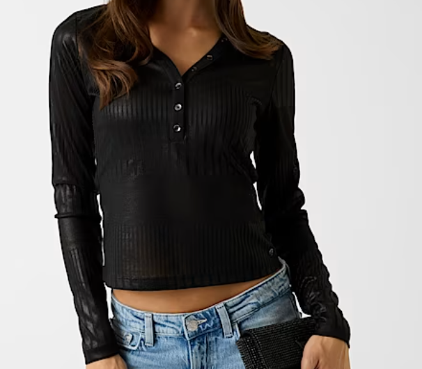 Top in maglia effetto metallizzato