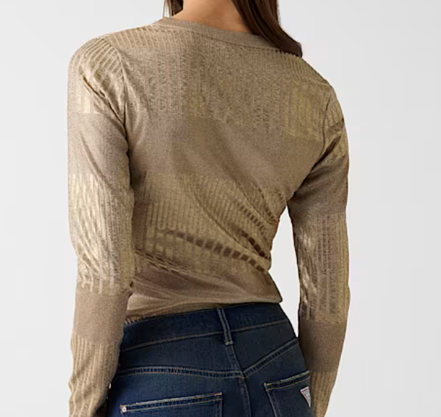 Top in maglia effetto metallizzato