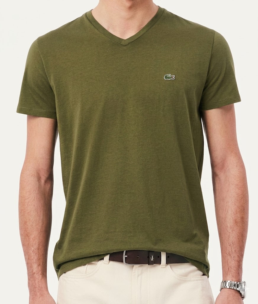 T-SHIRT CON SCOLLO A V IN JERSEY DI COTONE PIMA LEGGERO