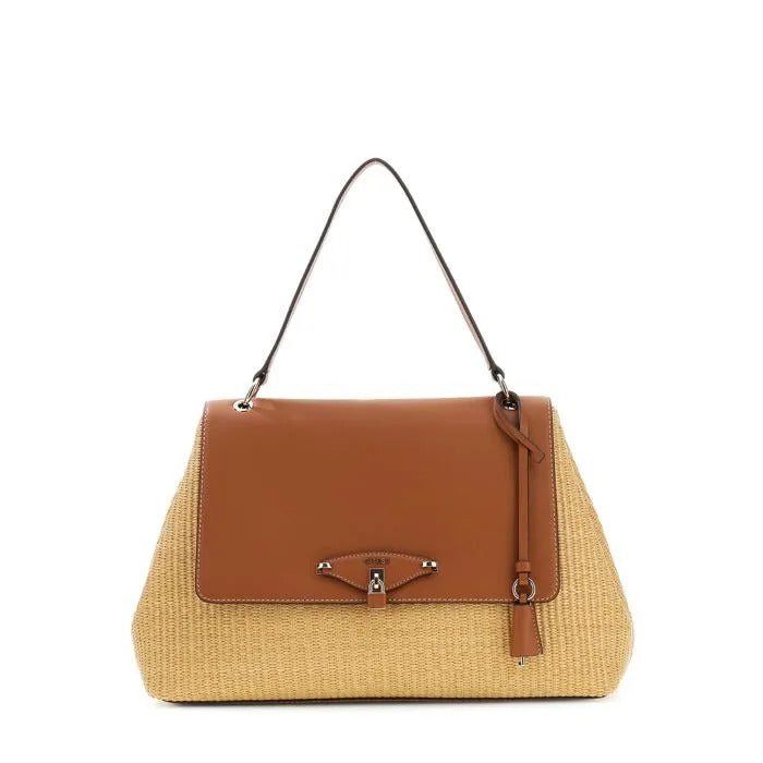 Borsa a tracolla con patta marrone Guess
